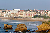 Grande Plage Beach And Hotel Du Palais, Biarritz, Pyrenees Atlantiques, (64), France, Basque Country, Basque Coast
