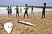 Young Surfer, Anglet Surf Club, Anglet Beach, Anglet, Biarritz, Basque Country, Basque Coast, Pyrenees-Atlantique (64), France