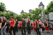 Traditional Dance During The Festival Of Saint John In Front Of The Louis Xiv House, Saint Jean De Luz, Pyrenees Atlantiques, (64), France, Basque Country, Basque Coast