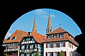 Facades Of Half-Timbered Houses, Place Du Marche, Obernai, Strasbourg, Bas-Rhin (67), Alsace, France