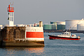 Tugboat Manoeuvring In The Port, Le Havre, Seine-Maritime (76), Normandy, France