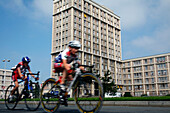 Young Cyclists, Avenue Foch In Front Of Buildings By The Architect Auguste Perret, Classed As World Heritage By Unesco, Le Havre, Seine-Maritime (76), Normandy, France