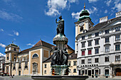 Austria-Brunnen, Fountain Of Which The Figures Incarnate To 4 Big Rivers That Surround Austria: The Po, The Elba, The Vistula And The Danube. (Freyung Neighborhood)In Front Of The Schottenstift Monastery And Stiftskirche Church, Vienna, Austria