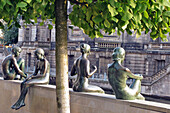 Couple On The Banks Of The Spree And Sculptures, Museum Island, Berlin, Germany