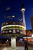 Alexanderplatz, Television Tower, Fernsehturm And Urania Worldtime Clock, Weltzeituhr Conceived In 1969 By Erich John, Gives The Time Zones Of The Main Cities In The World, Berlin, Germany