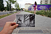 Post Cards Before And Photo After The Fall Of The Wall, Berlin Wall Memorial, Berliner Mauer, Bernauer Strasse, Berlin, Germany