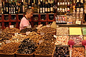 Stand Of Dried Mushrooms And Delicacies At The Market 'La Boqueria', Culinary Temple Become One Of The Biggest Markets In Europe, 'El Raval' Neighborhood, Barcelona