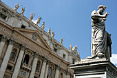 St Peter'S Basilica Of Rome, Vatican City, Carlo Maderno Facade And Statue, Rome, Italy