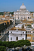 Basilica San Pietro, Saint Peter'S Basilica Seen From Castel Sant' Angelo, Rome