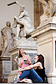 Statues De La Loggia Dei Lanzi Devant Le Palazzo Vecchio, Piazza Della Signoria, Florence, Toscane, Italie