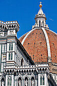 Facade In Coloured Marble Of The Duomo, Santa Maria Del Fiore Cathedral And Campanile, Florence, Tuscany, Italy