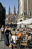 Sidewalk Cafe In Front Of The Church Nieuwe Kerk, Amsterdam, Netherlands