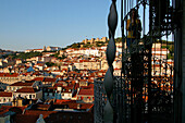 The City And Castello De Sao Jorge, Seen From The Elevador De Santa Justa, Lisbon, Portugal