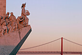 Discoveries Monument And 25Th Of April Bridge, Belem, Lisbon, Portugal