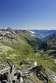 Blick über Unterengadin, Engadin, Kanton Graubünden, Schweiz