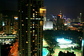 View from hotel window in Causeway Bay upon skyline, Hong Kong, China