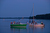 Evening at Marina of Mikolajki (Nikolaiken) on Lake Mikolajskie, Mazurskie Pojezierze, Masuren, East Prussia, Poland, Europe