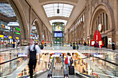 Escalator, central station, Leipzig, Saxony, Germany