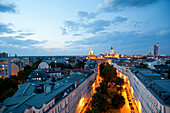 Cityscape in the evening, Leipzig, Saxony, Germany