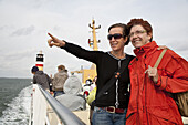 Two women on a ferry, Foehr island, Schleswig-Holstein, Germany
