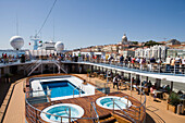 Pool deck of Cruiseship MS Delphin Voyager, Lisbon, Lisboa, Portugal, Europe