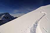 Traces in the snow, Grosser Jaufen, Pragser Valley, Hochpuster Valley, South Tyrol, Italy