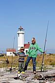 Boys with angle, Fort Worden State Park, Port Townsend, Washington State, USA, MR