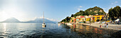 View over Lake Como to Monti Lariani, Varenna, Lombardy, Italy