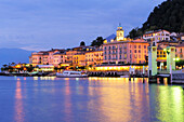 View to Bellagio at night, Lake Como, Lombardy, Italy