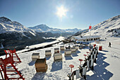 Restaurant el Paradiso, ski area Corviglia, St. Moritz, Engadin, Grisons, Switzerland