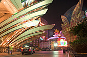 The illuminated Casino Hotel Grand Lisboa at night, Macao, China, Asia