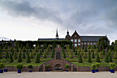Church and terraced garden, Kamp monastery, Kamp-Lintfort, North Rhine-Westphalia, Germany, Europe