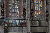 Stained glass window in St. Sebaldus church, Sebalduskirche in Nuremberg, Nuremberg, Bavaria, Germany, Europe