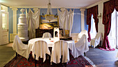 View in the dining room, Buddenbrookhaus, Heinrich-und-Thomas-Mann-Zentrum, Lübeck, Schleswig-Holstein, Germany, Europe