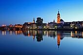 View over Main river to Kitzingen, Franconia, Bavaria, Germany