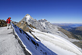 Woman on glacier, Suldenspitze, Ortler range, Trentino-Alto Adige/South Tyrol, Italy