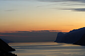 View over lake Garda in the evening, Nago-Torbole, Trentino-Alto Adige/South Tyrol, Italy