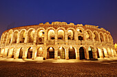 Illuminated amphitheatre, Verona, Veneto, Italy
