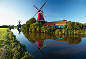 Twin windmills, Greetsiel, East Frisia, Lower Saxony, Germany
