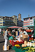Weekly market on market square, Stuttgart, Baden-Wurttemberg, Germany