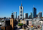 Hauptwache and St. Catherine's Church, skyscrapers in the background, Frankfurt am Main, Hesse, Germany