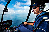 Pilot, view from helicopter, Cape Town, Cape Peninsula, Western Cape, South Africa, Africa