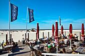 Restaurant at beach, St. Peter-Ording, Schleswig-Holstein, Germany