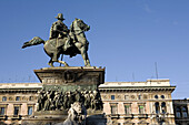 Italy,  Milan,  Statue Of Vittorio Emanuele