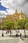 Plaza Mayor (Main square) and Cathedral,  Segovia. Castilla-Leon,  Spain