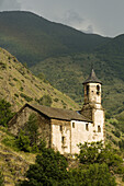 Pyrenees typical church in Lladorre,  Lleida,  Spain