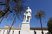 Monument of Christopher Columbus in CAAC (Andalusian Centre of Contemporary Art),  former Santa Maria de Las Cuevas carthusian monastery,  Cartuja Island,  Sevilla. Andalucia,  Spain,  Europe
