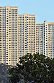 high rise residential buildings in kwai tsing distric at sunset hong kong china asia