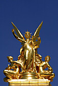 Golden sculpture on the roof of the Palais Garnier or Opera National de Paris Garnier,  Paris,  France