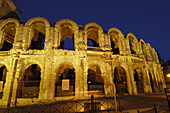 Roman ampitheatre les Arènes at Dusk Arles Bouches du Rhone Provence France